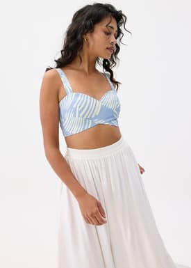 Padded Cropped Bustier Top in Kekana