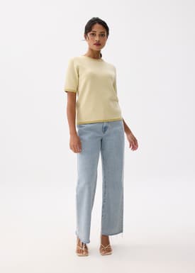 Striped Relaxed Knit Round Neck Tee