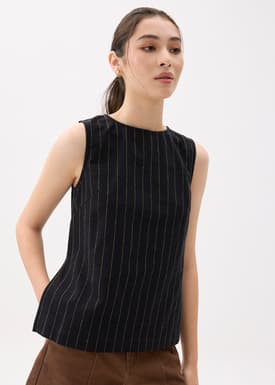 Linen Round Neck Boxy Shell Top