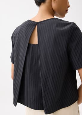 Striped Jacquard Round Neck Shell Top