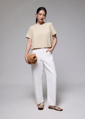 Striped Jacquard Round Neck Shell Top