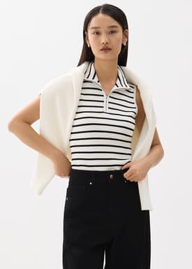 Fitted Collared Knit Top
