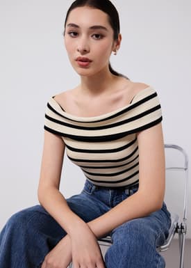 Fitted Off Shoulder Knit Top