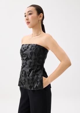 Padded Vegan Leather Lace Tube Top