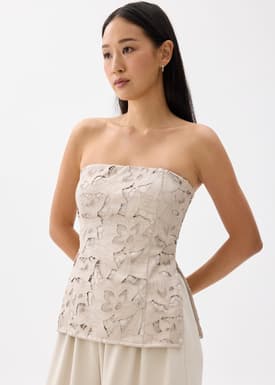 Padded Vegan Leather Lace Tube Top