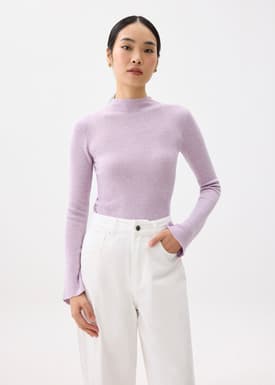 Knit Fitted High Neck Top