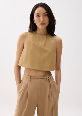 Boxy Vegan Leather Crop Top