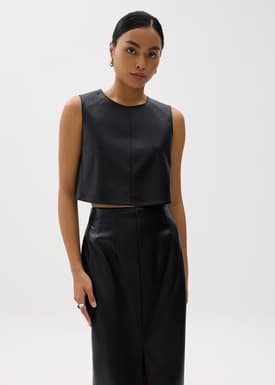 Boxy Vegan Leather Crop Top