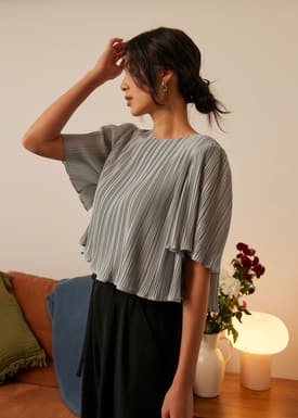 Plisse Crop Shell Top