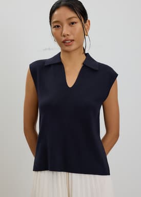 Relaxed Collared Knit Top