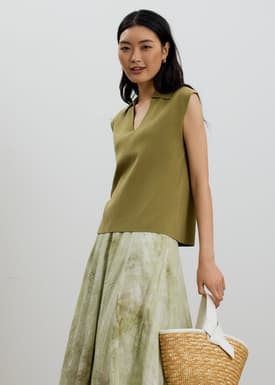 Relaxed Collared Knit Top