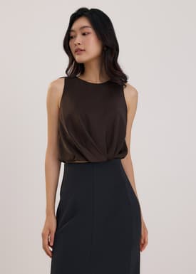 Relaxed Satin Round Neck Crop Top