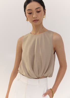 Relaxed Satin Round Neck Crop Top