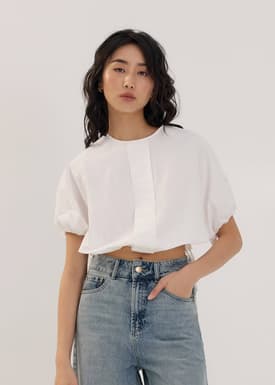 Round Neck Puff Sleeve Top