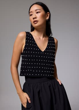 Reversible Pearl Embellished Knit Top