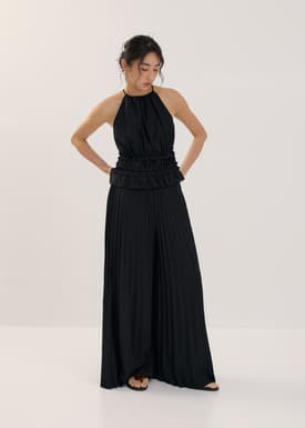 Leggy™ Wei Elastic Sunray Pleated Palazzo Pants