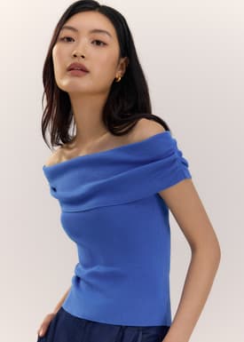 Knit Fitted Off Shoulder Top
