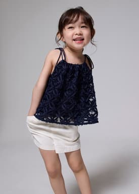 Kids' Lace Trapeze Tie Shoulder Top