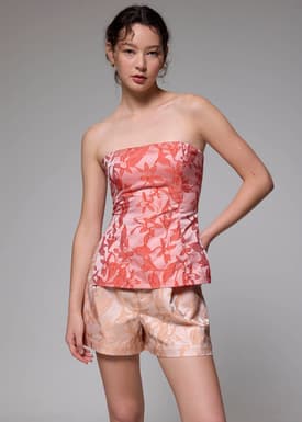 Padded Brocade Fitted Tube Top
