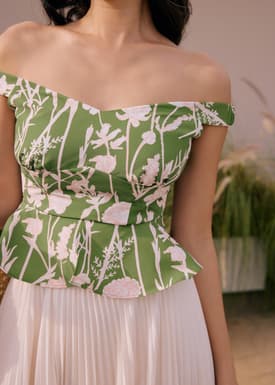 Off Shoulder Peplum Top in Tidal Blooms