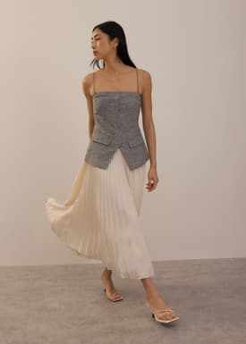 Tweed Smocked Tunic Tube Top