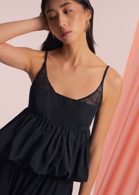 V-neck Bubble Hem Babydoll Top