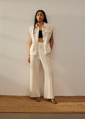 Leggy™ Tweed High Waist Wide Leg Pants