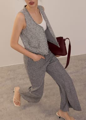 Leggy™ Elastic Tweed High Waist Kick Flare Pants