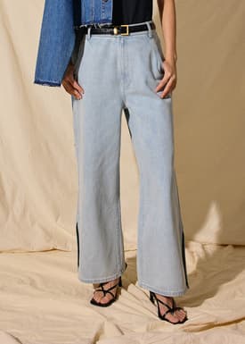 Denim High Rise Wide Leg Jeans