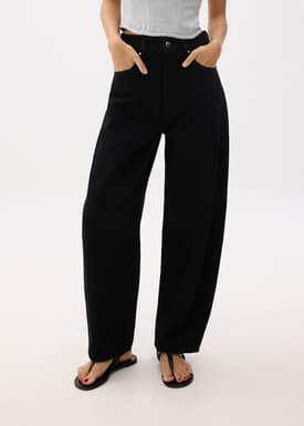 High Waist Denim Barrel Jeans