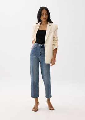 Denim Ankle Length Straight Leg Jeans