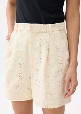 Broderie High Waist Tailored Shorts
