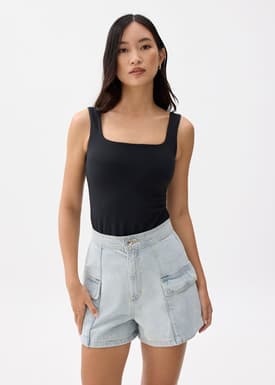 Denim High Waist A-line Shorts
