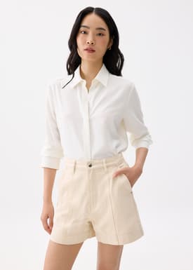 Cotton High Waist A-line Shorts