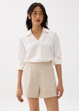Elastic High Waist A-line Shorts