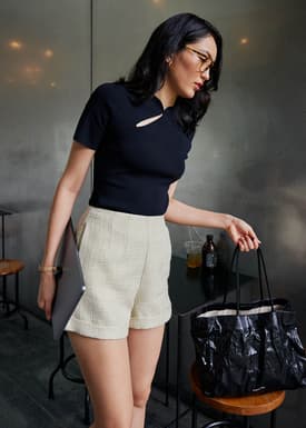 Tweed High Waist A-line Shorts