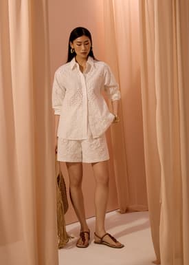 RuchedReady® Relaxed Collared Shirt in Soft Breeze Broderie