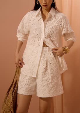 Tailored Bermuda Shorts in Soft Breeze Broderie