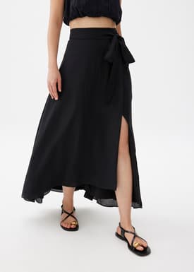 Tie Flare Maxi Skirt