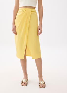 Upcycled High Waist Pencil Midi Skirt