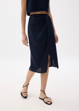 Upcycled High Waist Pencil Midi Skirt