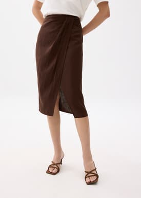 Upcycled High Waist Pencil Midi Skirt