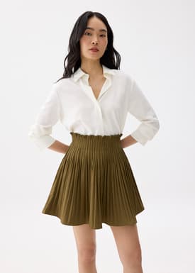 Elastic High Waist A-line Pleated Mini Skirt