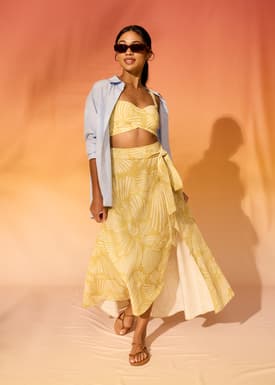 High Waist A-line Wrap Skirt in Kekana