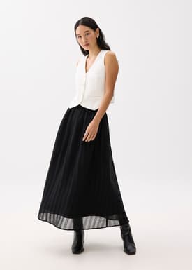Kate High Waist Pintuck Flare Maxi Skirt | Love, Bonito ID