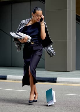 Belted Column Buckle Skirt