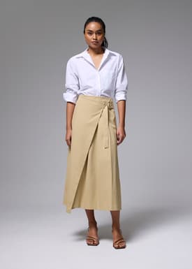 Tie Front Wrap Midi Skirt