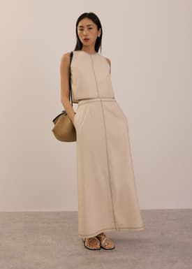 Elastic High Waist A-line Maxi Skirt