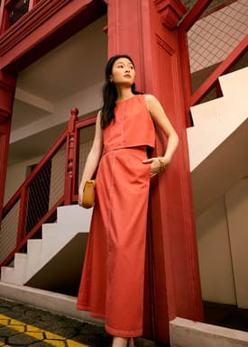 Elastic High Waist A-line Maxi Skirt