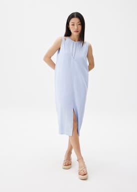 Linen Shift Midi Dress